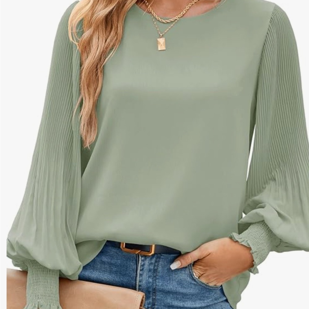 Aifer Women's Pleated Sleeve Top - Green